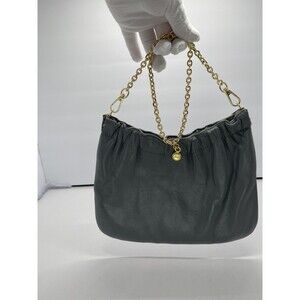 Vintage Ande leather shoulder bag Gold hardware beautiful blue clutch